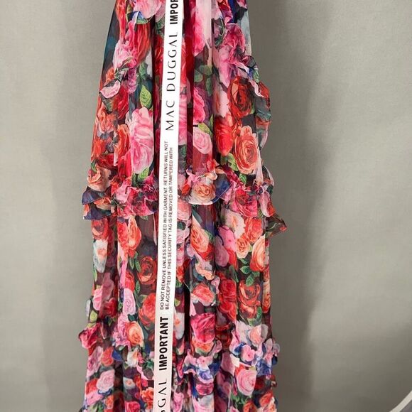 $598 Mac Duggal Floral Long Gown Womens 2 Romantic Boho Whimsical Fairycore - Picture 6 of 15